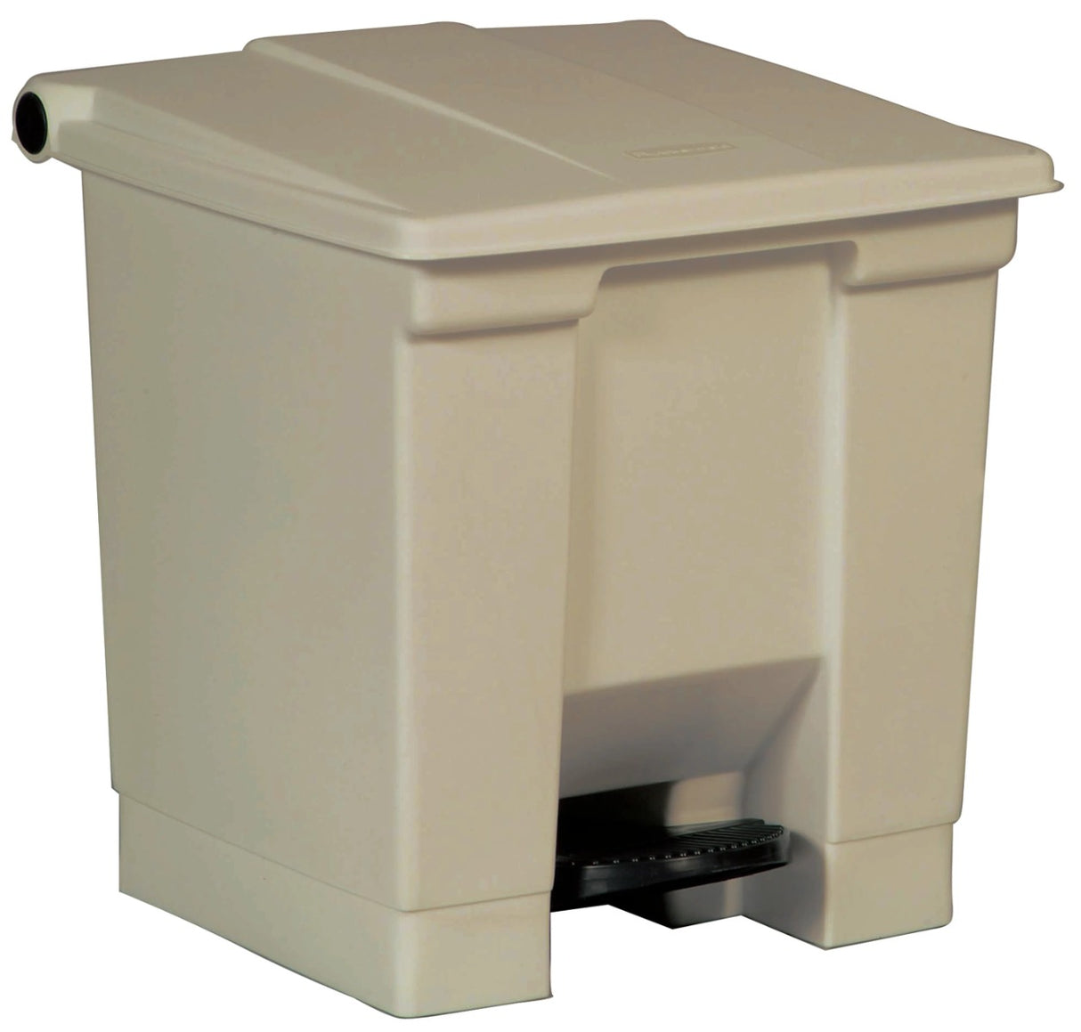Rubbermaid FG614300BEIG Plastic Rectangular Front Step-On Container / Trash Can 8 Gal. - Beige