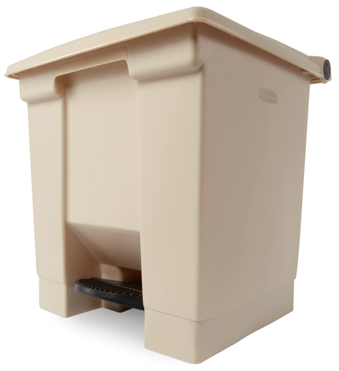 Rubbermaid FG614300BEIG Plastic Rectangular Front Step-On Container / Trash Can 8 Gal. - Beige