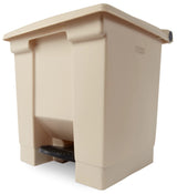 Rubbermaid FG614300BEIG Plastic Rectangular Front Step-On Container / Trash Can 8 Gal. - Beige