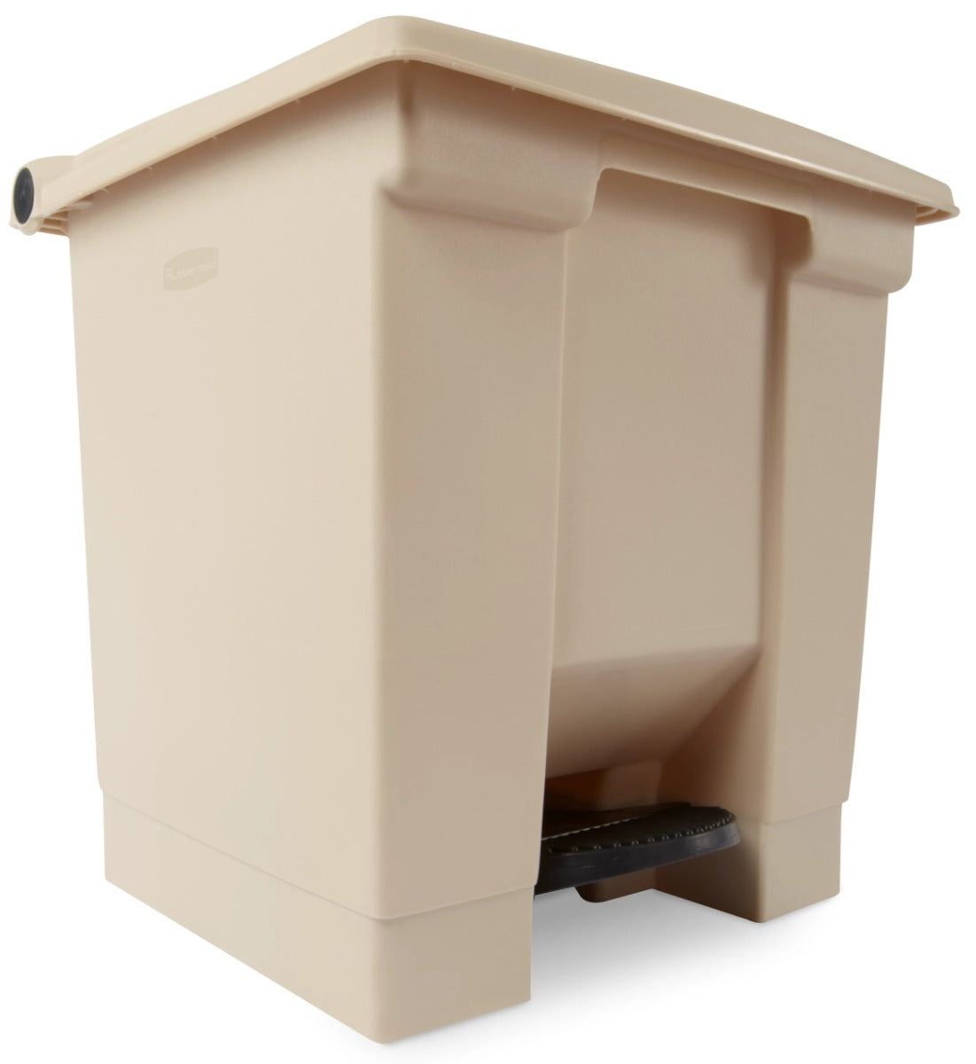 Rubbermaid FG614300BEIG Plastic Rectangular Front Step-On Container / Trash Can 8 Gal. - Beige