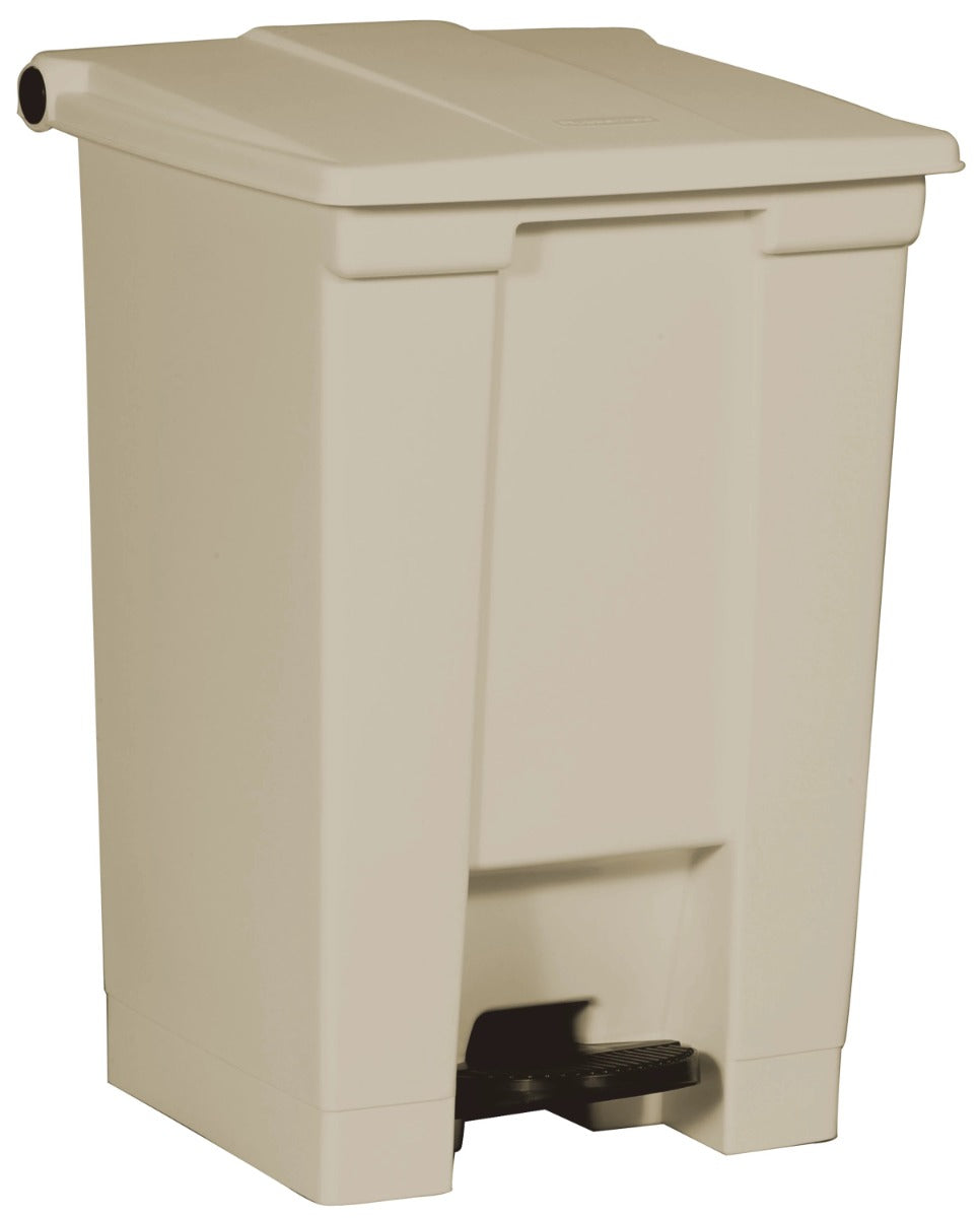 Rubbermaid FG614400BEIG Plastic Rectangular Front Step-On Container / Trash Can 12 Gal. - Beige