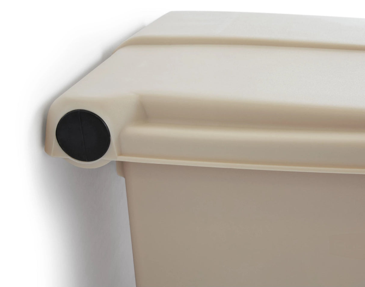 Rubbermaid FG614400BEIG Plastic Rectangular Front Step-On Container / Trash Can 12 Gal. - Beige