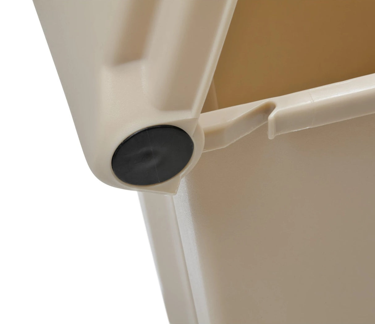Rubbermaid FG614400BEIG Plastic Rectangular Front Step-On Container / Trash Can 12 Gal. - Beige