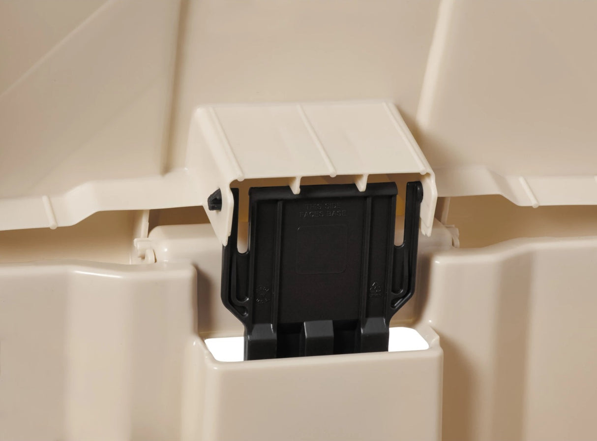 Rubbermaid FG614400BEIG Plastic Rectangular Front Step-On Container / Trash Can 12 Gal. - Beige