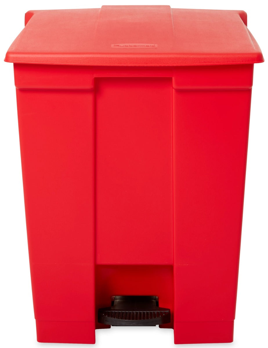 Rubbermaid FG614500RED Plastic Rectangular Front Step-On Container / Trash Can 18 Gal. - Red