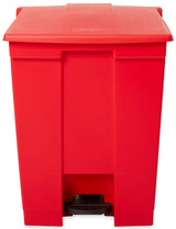 Rubbermaid FG614500RED Plastic Rectangular Front Step-On Container / Trash Can 18 Gal. - Red