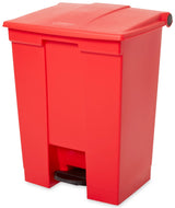 Rubbermaid FG614500RED Plastic Rectangular Front Step-On Container / Trash Can 18 Gal. - Red