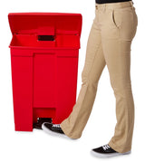 Rubbermaid FG614500RED Plastic Rectangular Front Step-On Container / Trash Can 18 Gal. - Red