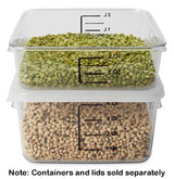 Rubbermaid FG630400CLR Space Saving Plastic Square Food Storage Container with Liter and Qt. Gradations 4 Qt - Clear
