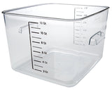 Rubbermaid FG631200CLR Space Saving Plastic Square Food Storage Container with Liter and Qt Graduations 12 Qt. - Clear