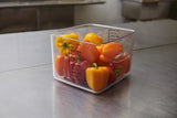 Rubbermaid FG631200CLR Space Saving Plastic Square Food Storage Container with Liter and Qt Graduations 12 Qt. - Clear