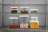 Rubbermaid FG632200CLR Plastic Space-Saving Square Food Storage Container with Liter and Qt. Gradations 22 qt. - Clear