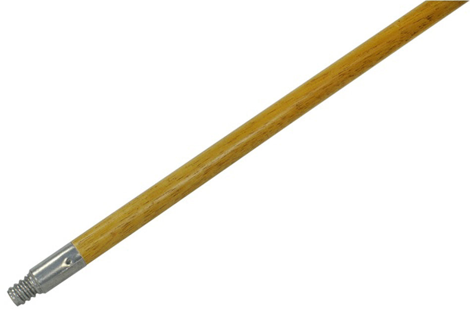 Rubbermaid FG636400LAC Metal Tip Threaded Wood Broom Handle 60" - Natural Lacquered