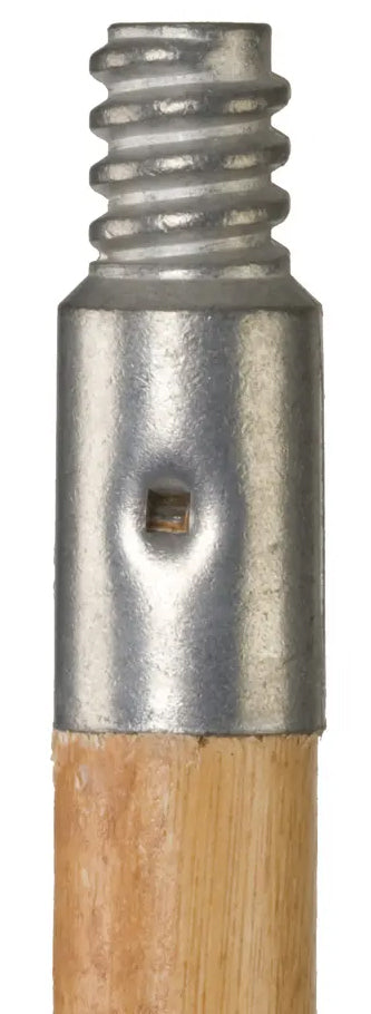 Rubbermaid FG636400LAC Metal Tip Threaded Wood Broom Handle 60" - Natural Lacquered