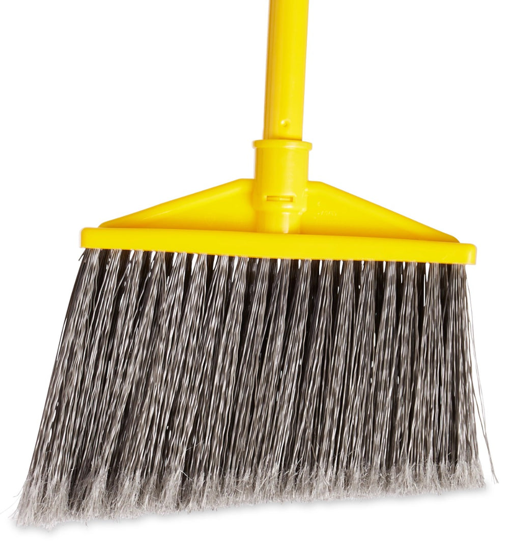 Rubbermaid FG637500GRAY Angled Broom with Gray Flagged Bristles and Vinyl Coated Metal Handle 56"
