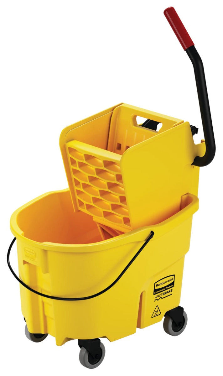 Rubbermaid FG748000YEL WaveBrake Mop Bucket with Side-Press Wringer 26 qt. - Yellow