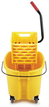 Rubbermaid FG748000YEL WaveBrake Mop Bucket with Side-Press Wringer 26 qt. - Yellow
