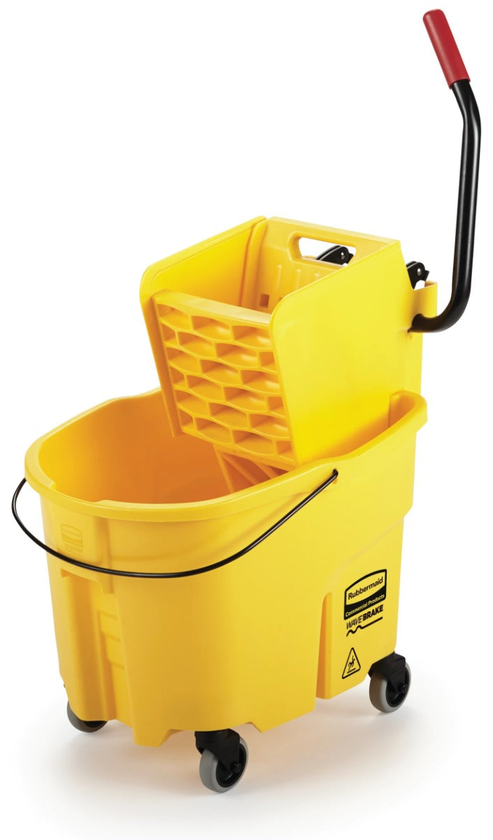 Rubbermaid FG748000YEL WaveBrake Mop Bucket with Side-Press Wringer 26 qt. - Yellow