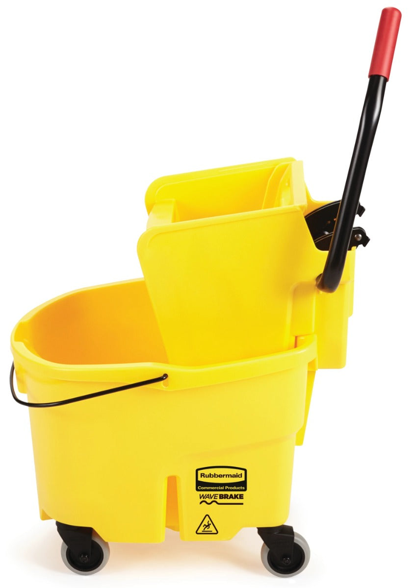 Rubbermaid FG748000YEL WaveBrake Mop Bucket with Side-Press Wringer 26 qt. - Yellow