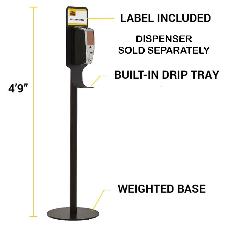 Rubbermaid FG750824 Autofoam Hand Sanitizer Station Metal Premium Floor Stand 59-1/4"H - Black