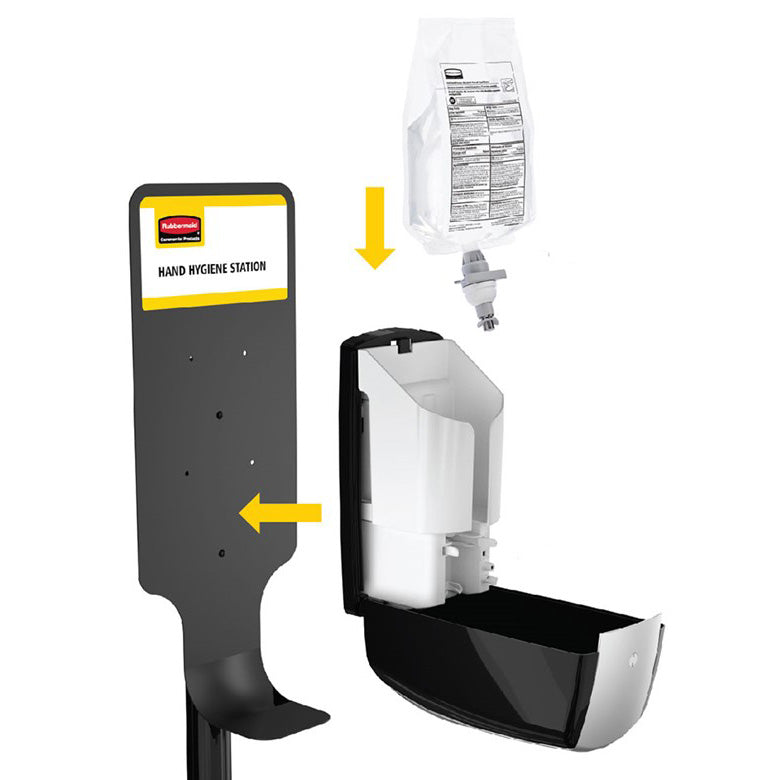 Rubbermaid FG750824 Autofoam Hand Sanitizer Station Metal Premium Floor Stand 59-1/4"H - Black