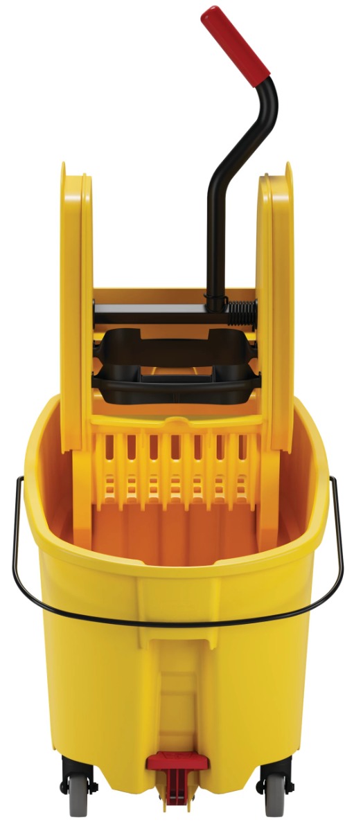 Rubbermaid FG757688YEL WaveBrake Down-Press Bucket and Wringer with Drain 44 Qt. - Yellow