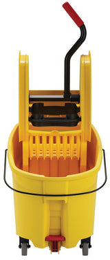 Rubbermaid FG757688YEL WaveBrake Down-Press Bucket and Wringer with Drain 44 Qt. - Yellow