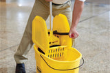 Rubbermaid FG757688YEL WaveBrake Down-Press Bucket and Wringer with Drain 44 Qt. - Yellow
