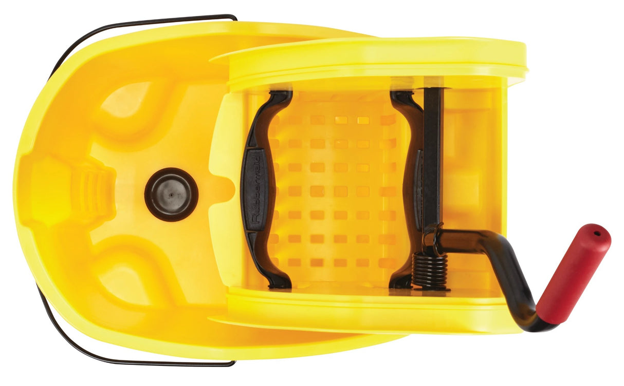Rubbermaid FG757688YEL WaveBrake Down-Press Bucket and Wringer with Drain 44 Qt. - Yellow