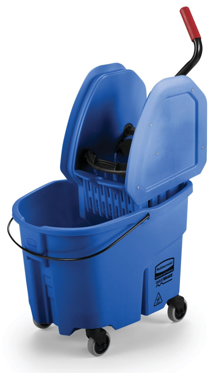 Rubbermaid FG757888BLUE WaveBrake Down-Press Bucket and Wringer 35 Qt. - Blue