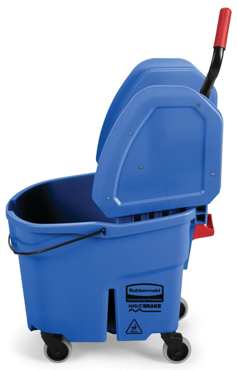 Rubbermaid FG757888BLUE WaveBrake Down-Press Bucket and Wringer 35 Qt. - Blue