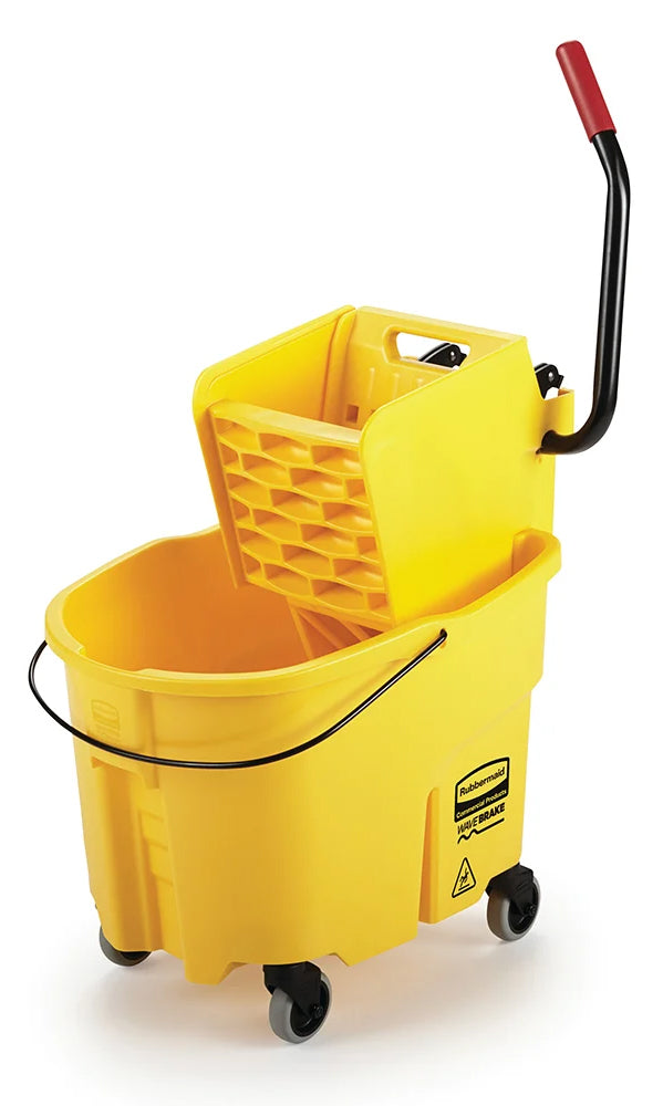 Rubbermaid FG758088YEL WaveBrake Side-Press Mop Bucket and Wringer 35 qt. - Yellow