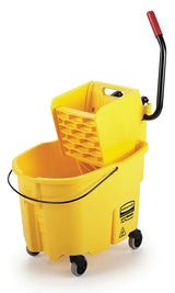 Rubbermaid FG758088YEL WaveBrake Side-Press Mop Bucket and Wringer 35 qt. - Yellow
