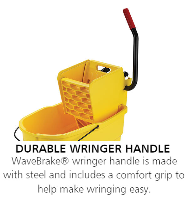 Rubbermaid FG758088YEL WaveBrake Side-Press Mop Bucket and Wringer 35 qt. - Yellow