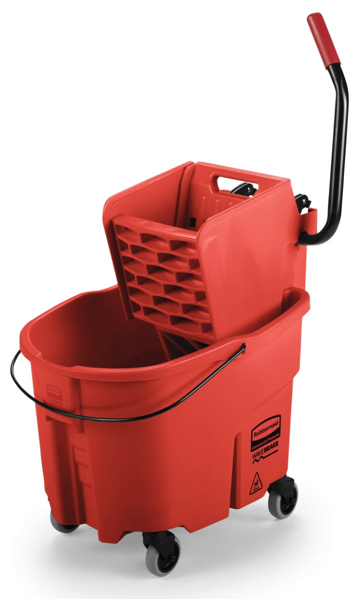 Rubbermaid FG758888RED WaveBrake Side-Press Bucket and Wringer 35 Qt. - Red
