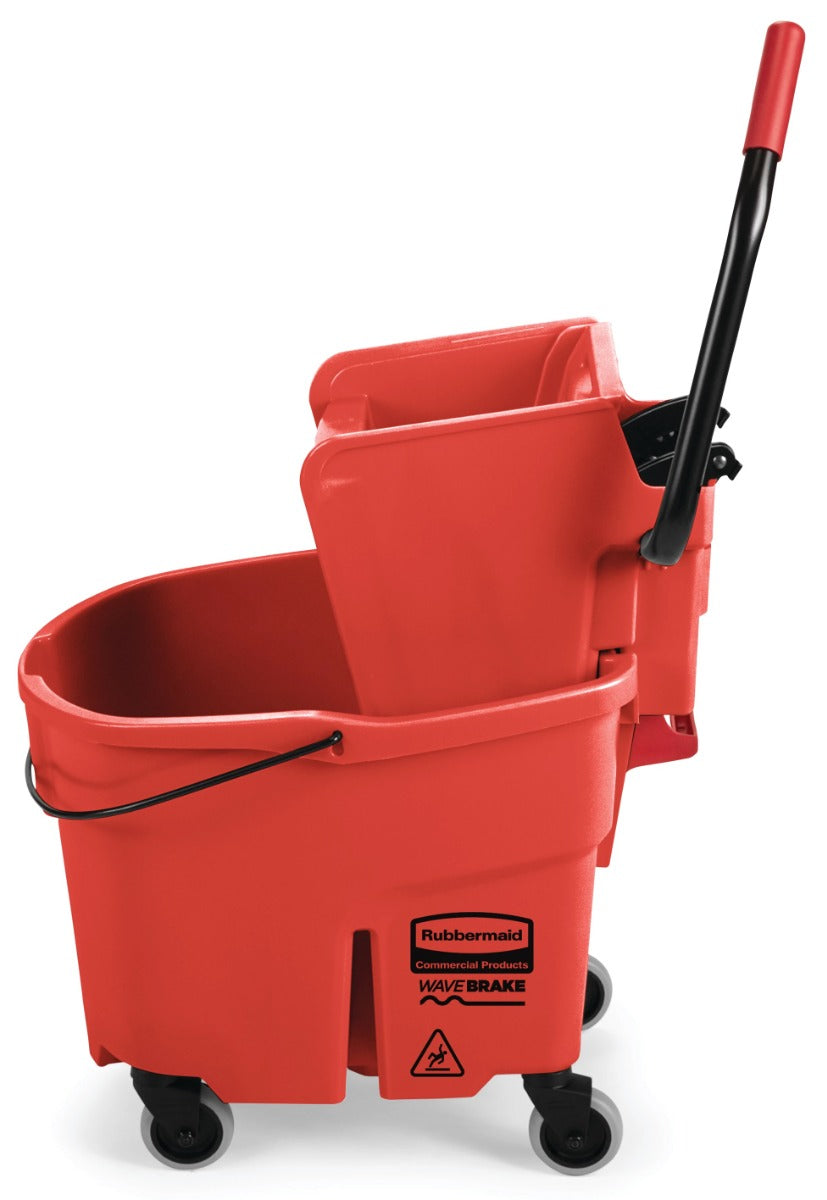 Rubbermaid FG758888RED WaveBrake Side-Press Bucket and Wringer 35 Qt. - Red