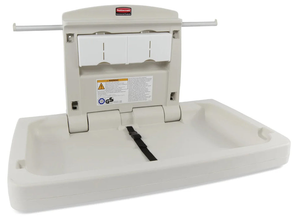 Rubbermaid FG781888LPLAT Wall-Mounted Horizontal Baby Changing Station - Platinum
