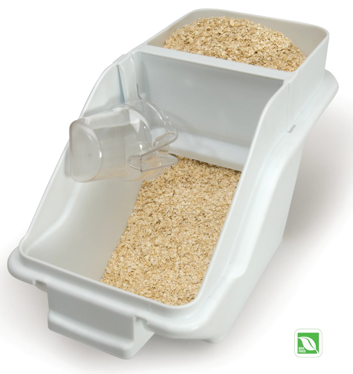 Rubbermaid FG9G5700WHT ProSave Safety Storage Shelf Ingredient Bin with Sliding Lid & Scoop - 6.3 Gallon / 100 Cup Capacity