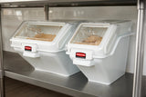 Rubbermaid FG9G5700WHT ProSave Safety Storage Shelf Ingredient Bin with Sliding Lid & Scoop - 6.3 Gallon / 100 Cup Capacity