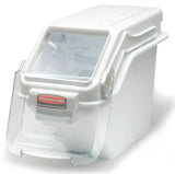 Rubbermaid FG9G5700WHT ProSave Safety Storage Shelf Ingredient Bin with Sliding Lid & Scoop - 6.3 Gallon / 100 Cup Capacity