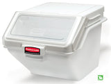 Rubbermaid FG9G5800WHT ProSave Safety Storage Shelf Ingredient Bin with Sliding Lid & Scoop - 12.6 Gallon / 200 Cup Capacity