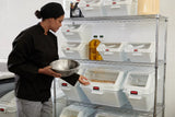 Rubbermaid FG9G5800WHT ProSave Safety Storage Shelf Ingredient Bin with Sliding Lid & Scoop - 12.6 Gallon / 200 Cup Capacity