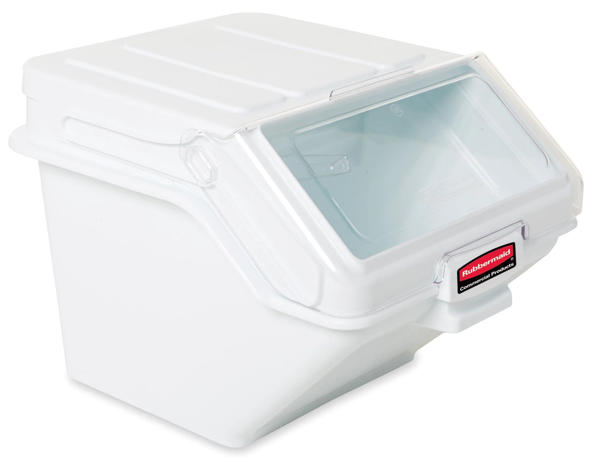 Rubbermaid FG9G5800WHT ProSave Safety Storage Shelf Ingredient Bin with Sliding Lid & Scoop - 12.6 Gallon / 200 Cup Capacity