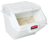 Rubbermaid FG9G5800WHT ProSave Safety Storage Shelf Ingredient Bin with Sliding Lid & Scoop - 12.6 Gallon / 200 Cup Capacity