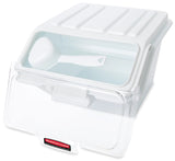 Rubbermaid FG9G6000WHT ProSave Safety Storage Shelf Ingredient Bin with Sliding Lid & Scoop - 2.6 Gallon / 40 Cup Capacity