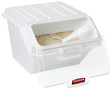 Rubbermaid FG9G6000WHT ProSave Safety Storage Shelf Ingredient Bin with Sliding Lid & Scoop - 2.6 Gallon / 40 Cup Capacity