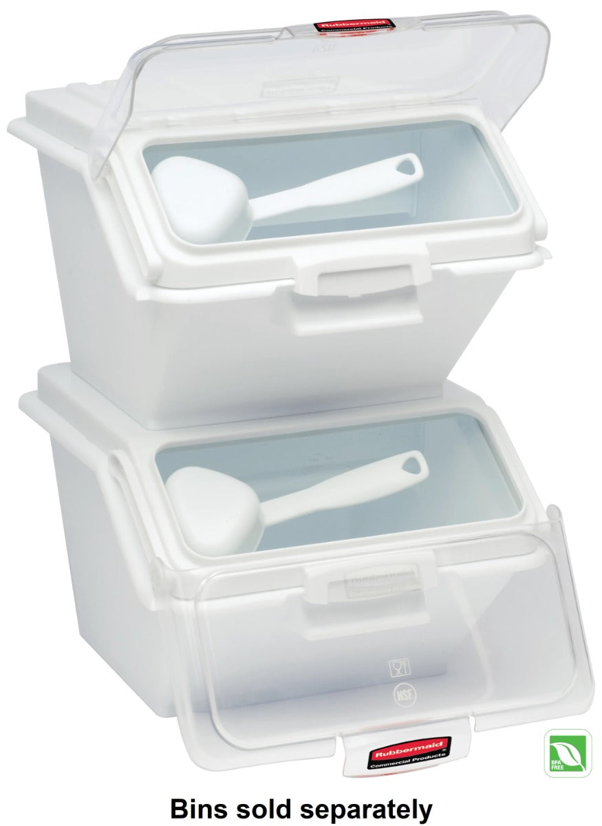 Rubbermaid FG9G6000WHT ProSave Safety Storage Shelf Ingredient Bin with Sliding Lid & Scoop - 2.6 Gallon / 40 Cup Capacity