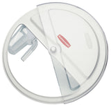 Rubbermaid FG9G7800WHT ProSave Round Flat Lid with 4-Cup Scoop & Clear Rotating Sliding Door - White - fits BRUTE 2632 Containers