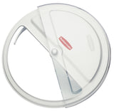 Rubbermaid FG9G7800WHT ProSave Round Flat Lid with 4-Cup Scoop & Clear Rotating Sliding Door - White - fits BRUTE 2632 Containers