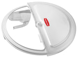 Rubbermaid FG9G7800WHT ProSave Round Flat Lid with 4-Cup Scoop & Clear Rotating Sliding Door - White - fits BRUTE 2632 Containers